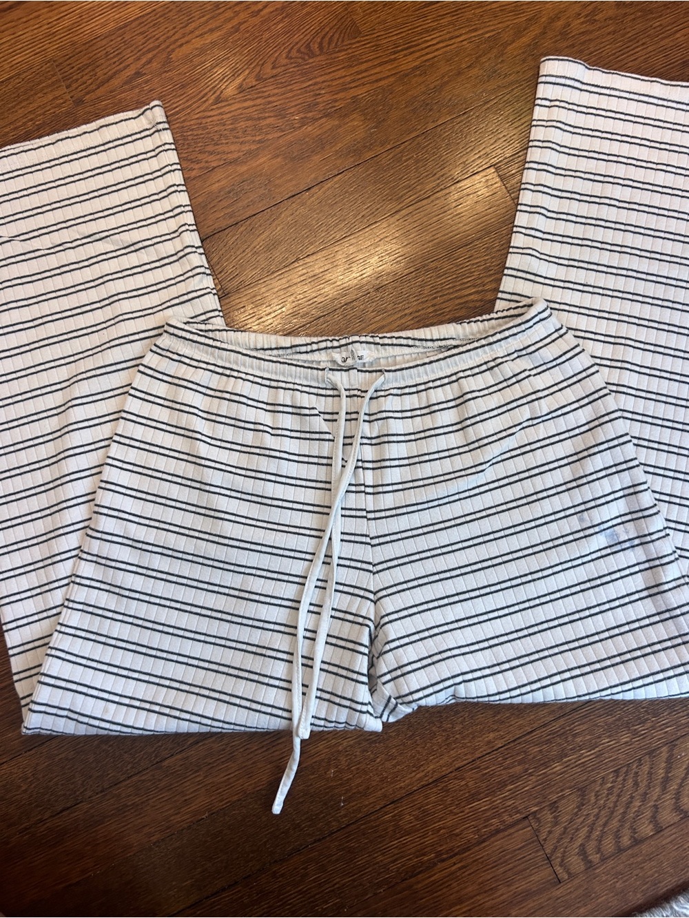 Garage White and Black Striped Drawstring Pants